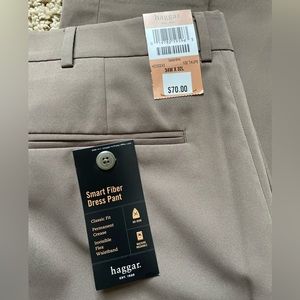 Men’s haggar brand taupe smart fiber dress pants size 34X32